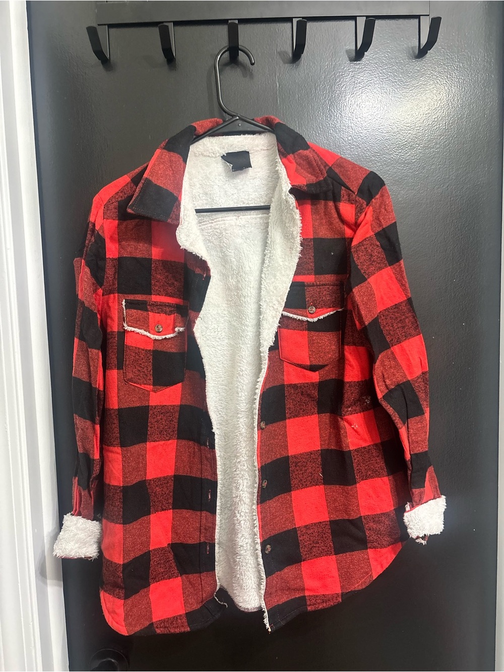 Sweet Claire Red & Black Buffalo Plaid Sherpa Jacket